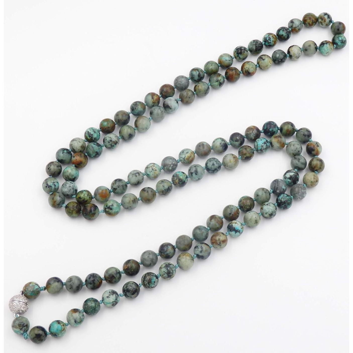 Collar de cuentas Japa Mala Malahill 108 piedras turquesa