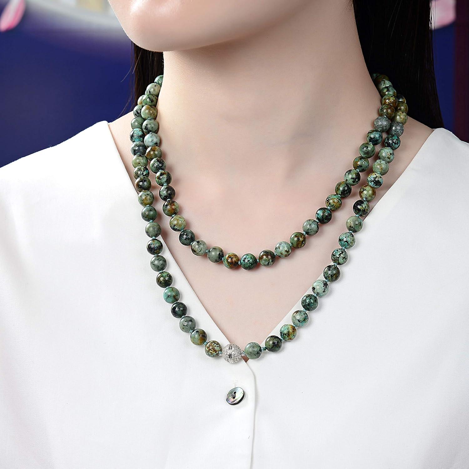 Collar de cuentas Japa Mala Malahill 108 piedras turquesa