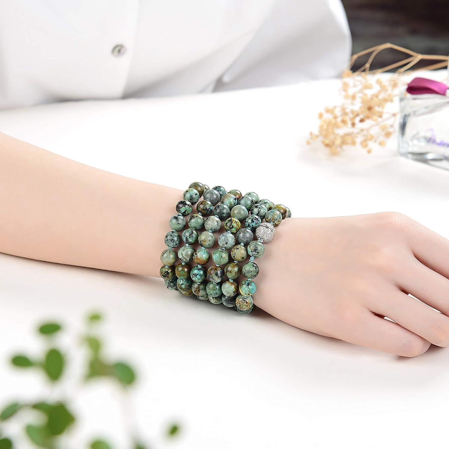 Collar de cuentas Japa Mala Malahill 108 piedras turquesa