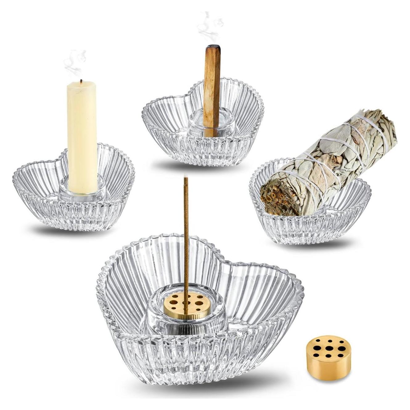 Set de 2 Soportes de Incienso KANPURA de Vidrio Corazón