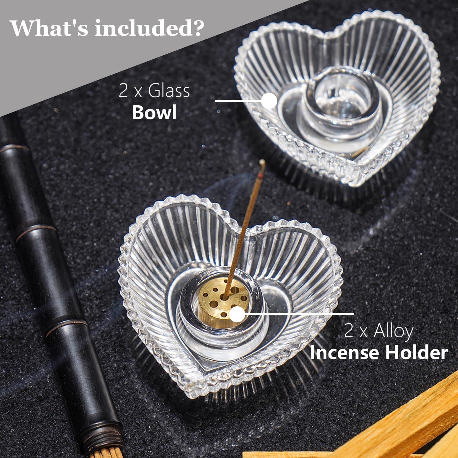 Set de 2 Soportes de Incienso KANPURA de Vidrio Corazón