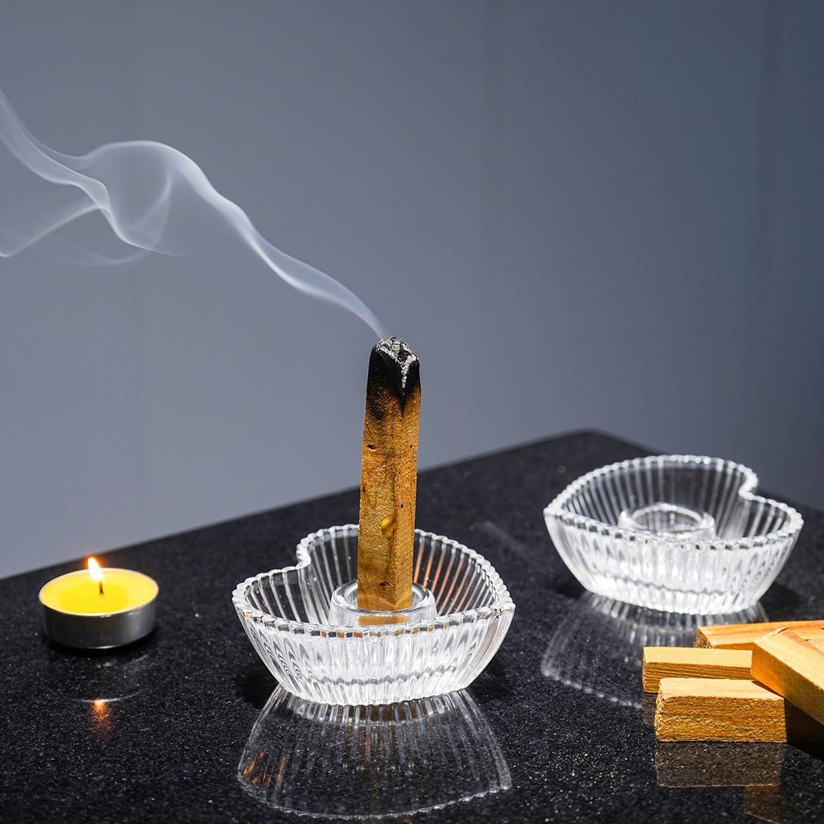 Set de 2 Soportes de Incienso KANPURA de Vidrio Corazón