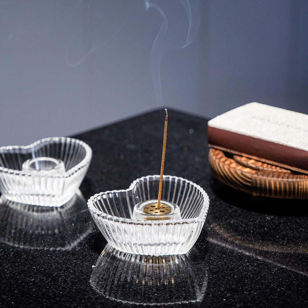 Set de 2 Soportes de Incienso KANPURA de Vidrio Corazón