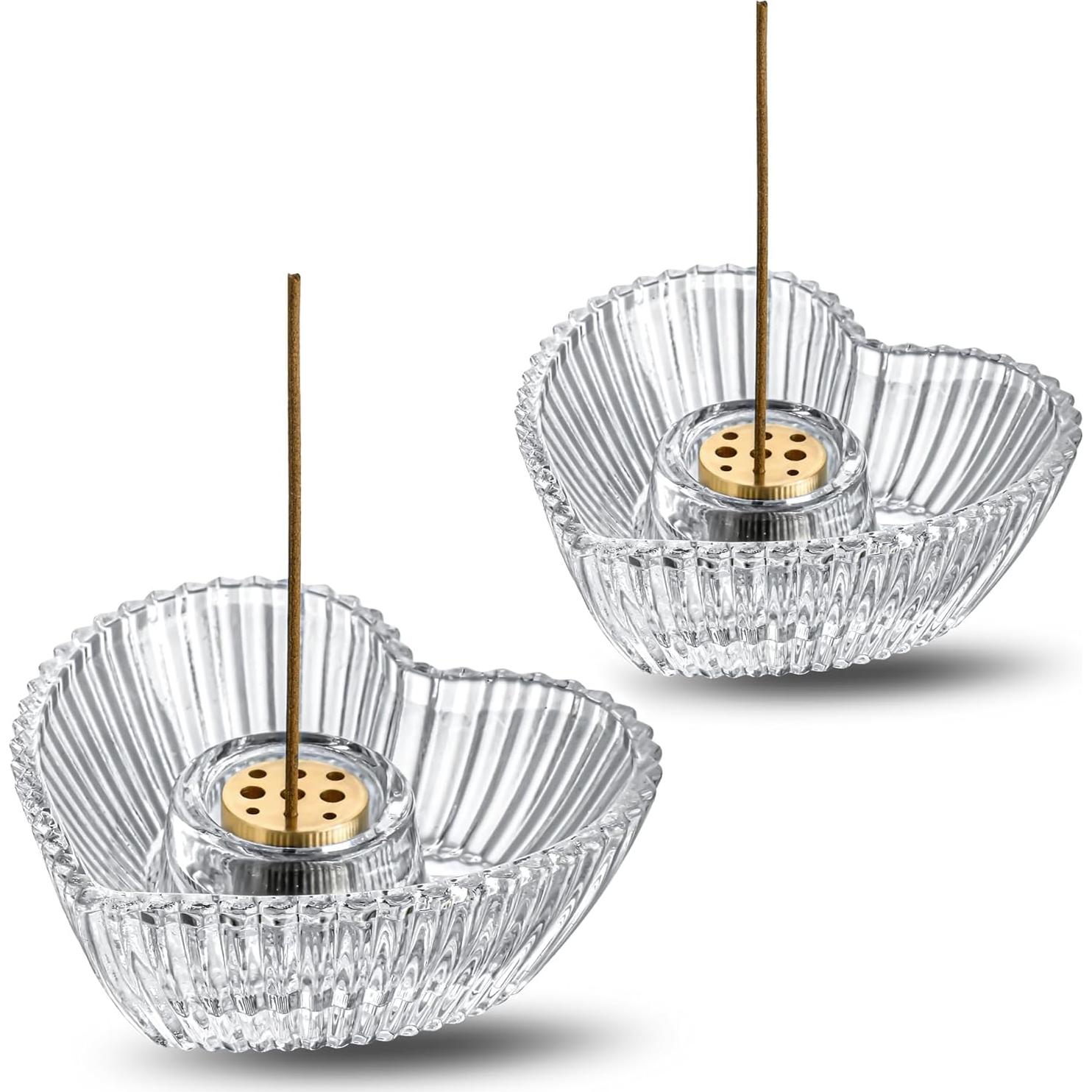 Set de 2 Soportes de Incienso KANPURA de Vidrio Corazón