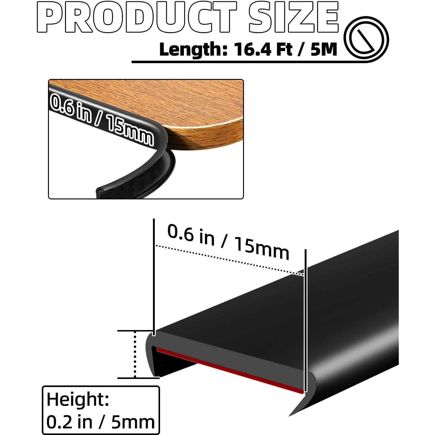 Banda de Bisel Autoadhesiva Negra TPE 5m x 1.5cm JSIWOTH