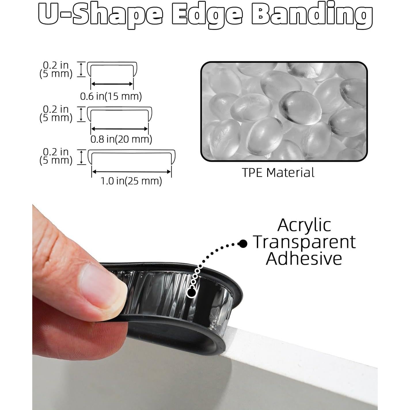 Banda de Bisel Autoadhesiva Negra TPE 5m x 1.5cm JSIWOTH