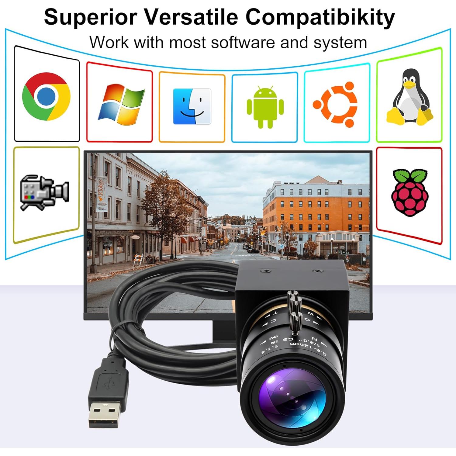 Cámara USB 5MP ALPCAM con Lente Varifocal 2.8-12mm