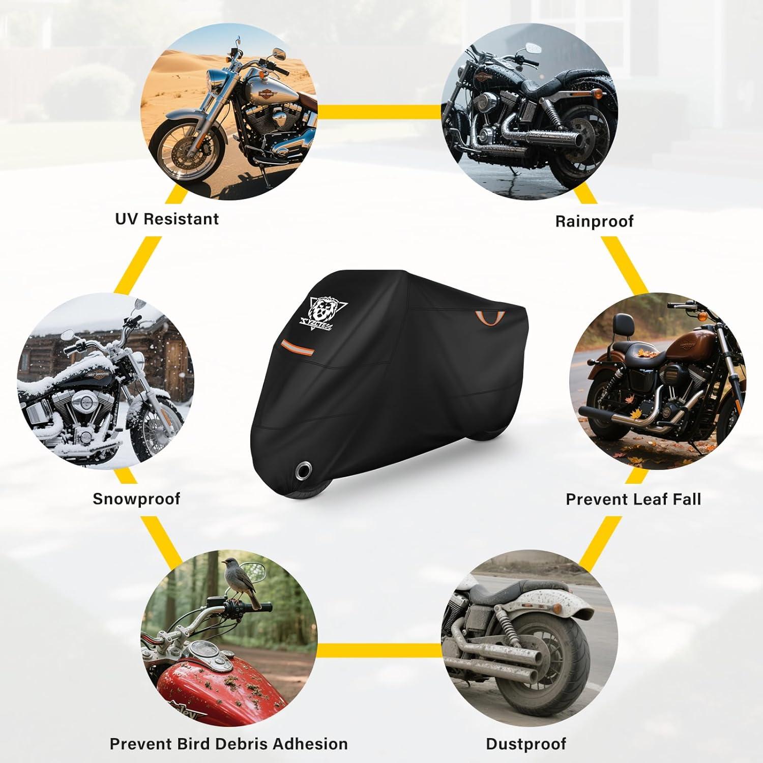 Cubierta de Motocicleta XYZCTEM Impermeable Ajuste Universal 220 cm