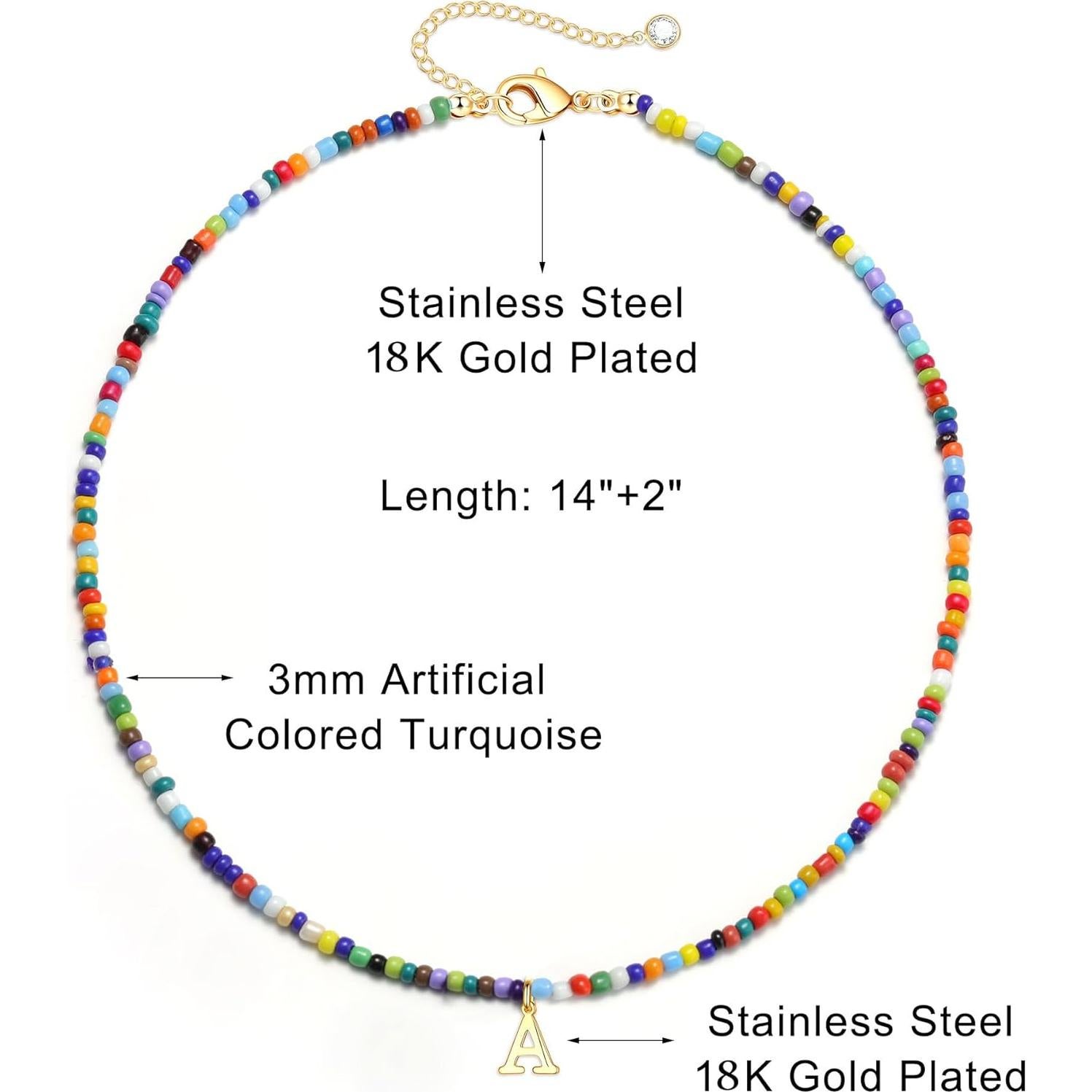 Collar Choker de Iniciales Yoosteel con Cuentas Coloridas