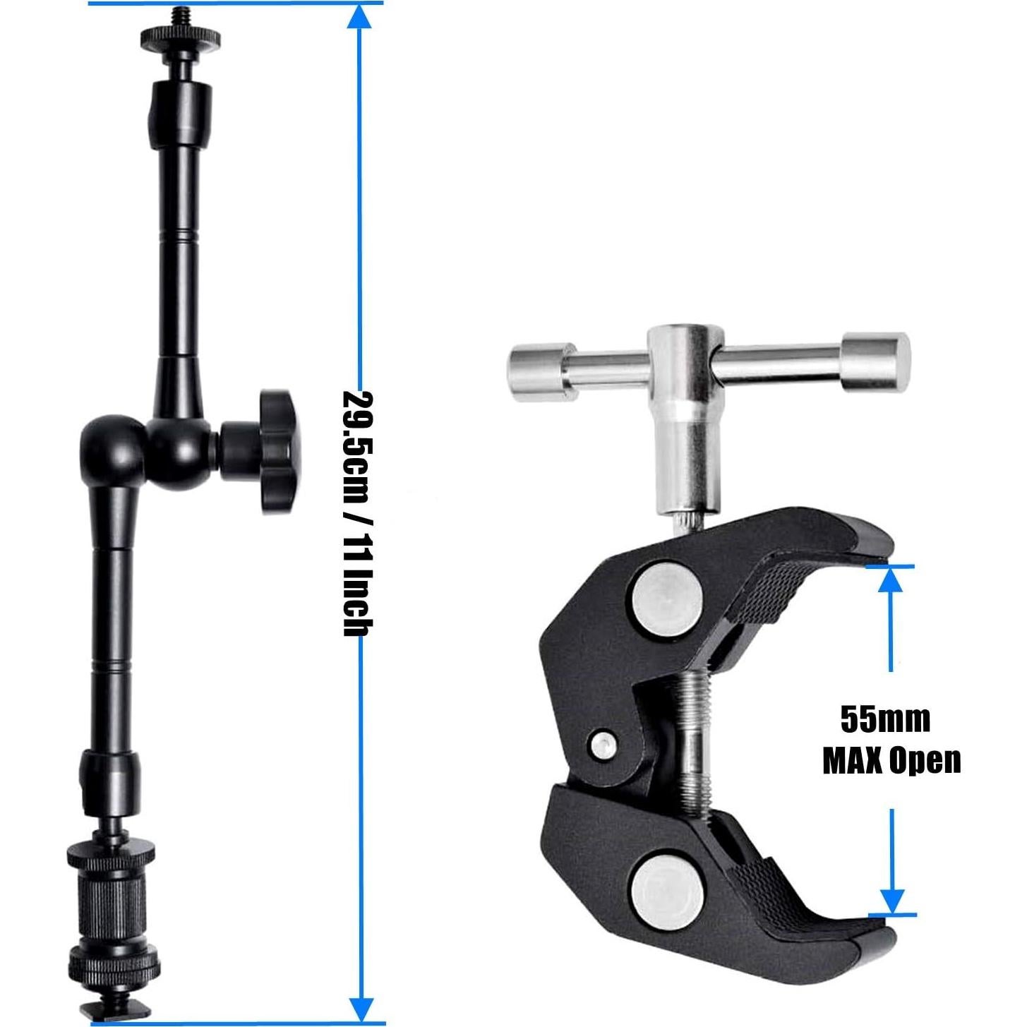 Brazo Mágico Articulado WANBY 28 cm con Montura Fría y Tornillo 1/4"