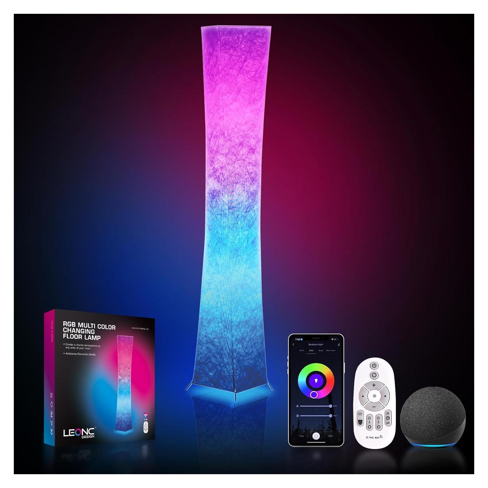 Lámpara de Pie LED RGB LEONC 61" Control Remoto y App