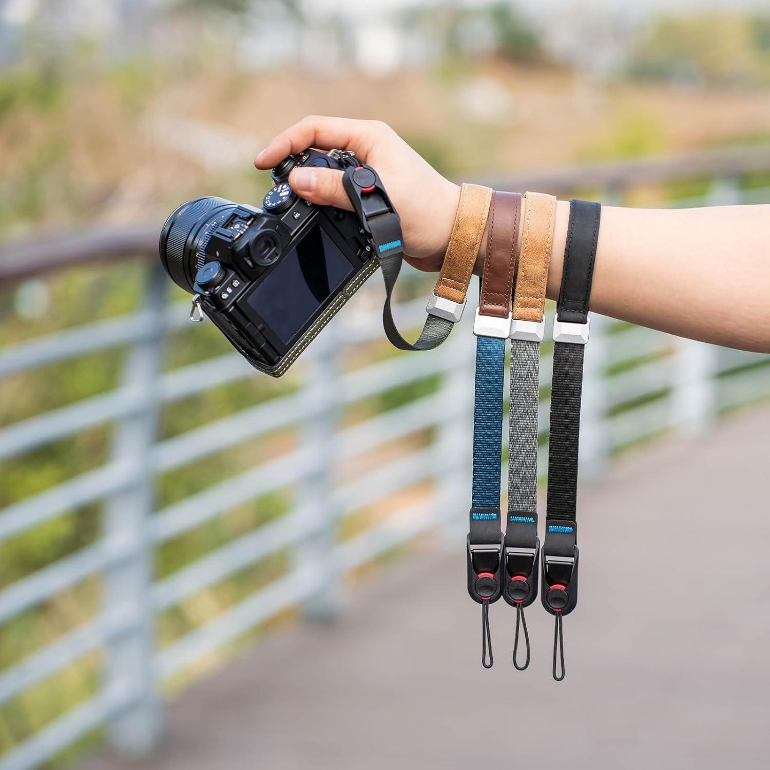 Correa de muñeca para cámara DSLR SLR ajustable azul