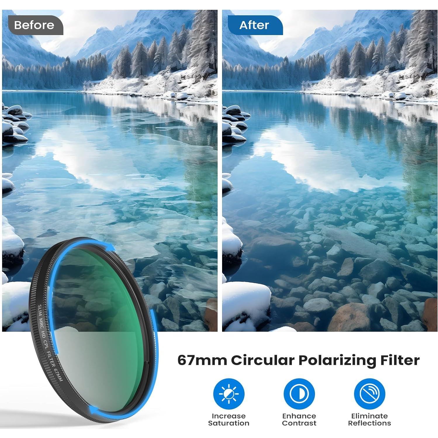 Filtro CPL 67mm Akanabi para Teléfono y Cámara DSLR