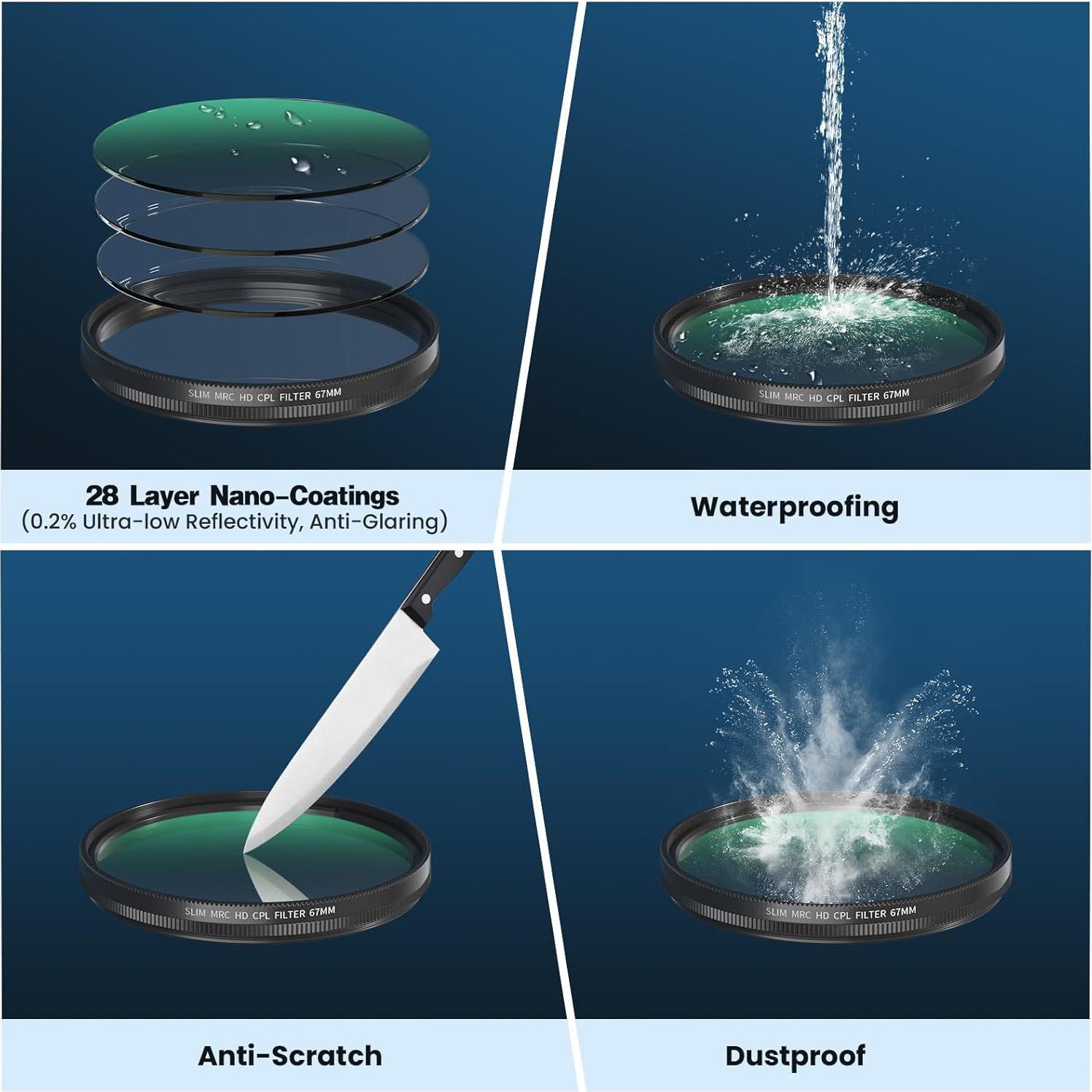 Filtro CPL 67mm Akanabi para Teléfono y Cámara DSLR