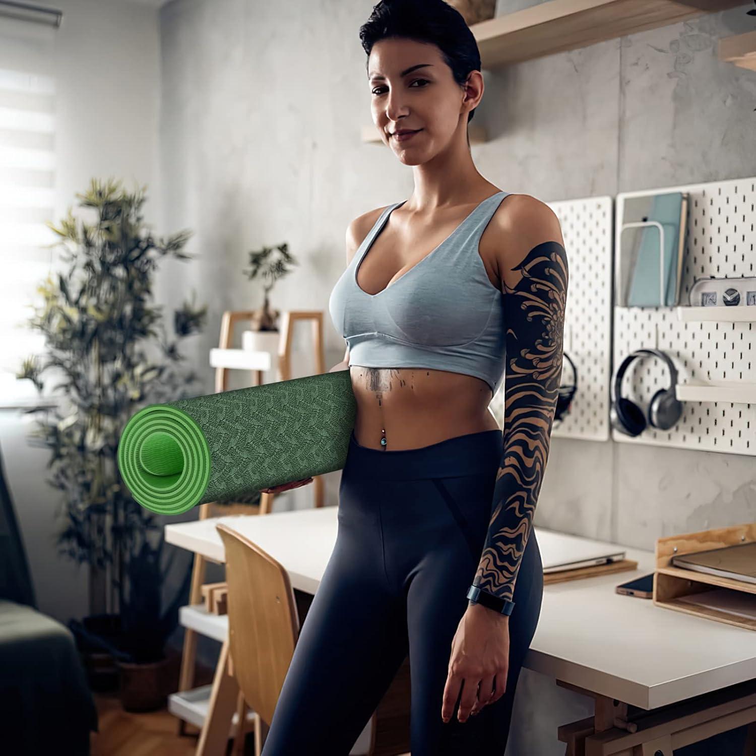 Estera de Yoga QMKGEC 8mm Antideslizante Ecológica 182.88x60.96cm