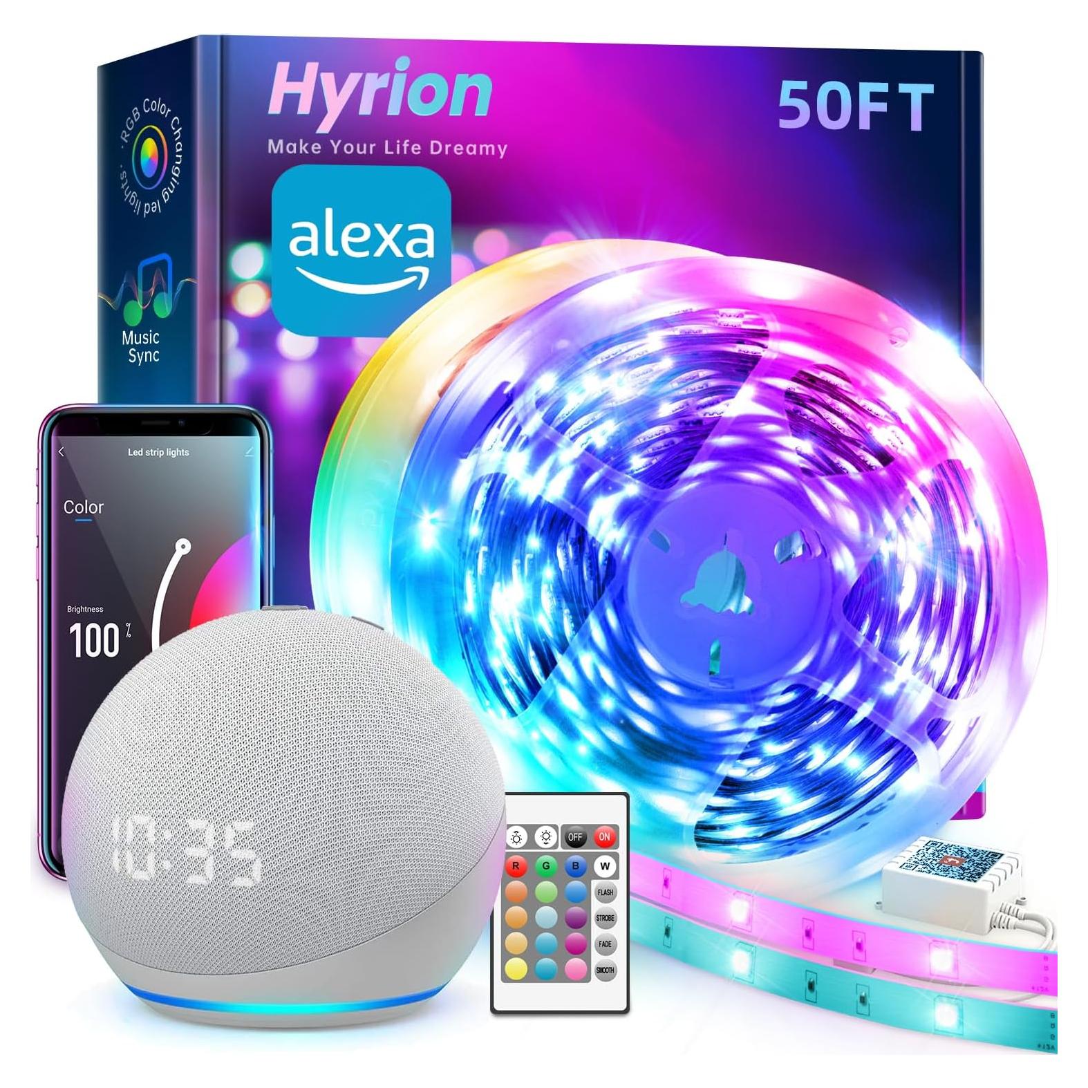 Tira de Luz LED Inteligente Hyrion 15.24m WiFi RGB con Control Voz