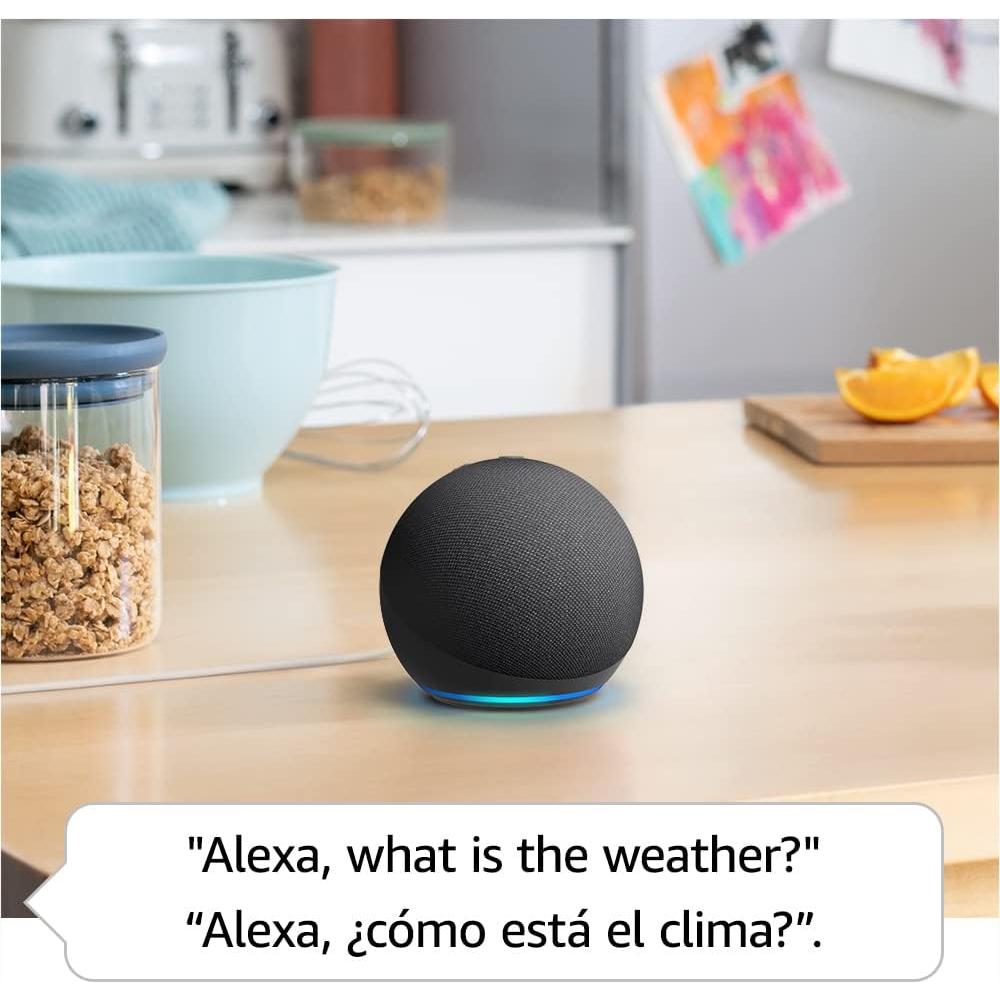Echo Dot (5th Gen, 2022 release) | International Version with EU Power Adaptor | Smart speaker with Alexa | Charcoal