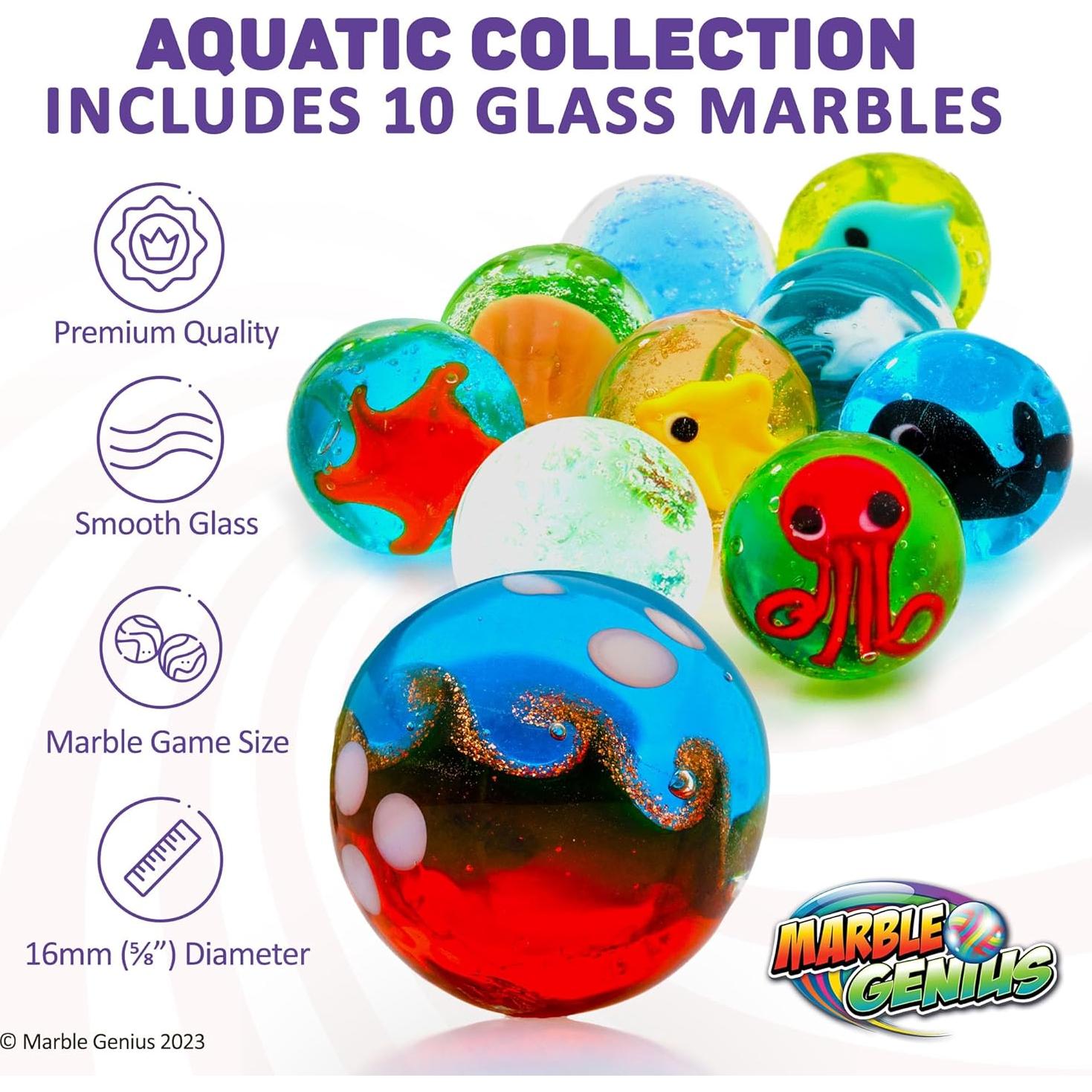 Canicas Acuáticas Marble Genius, 16mm, 10 Piezas de Vidrio