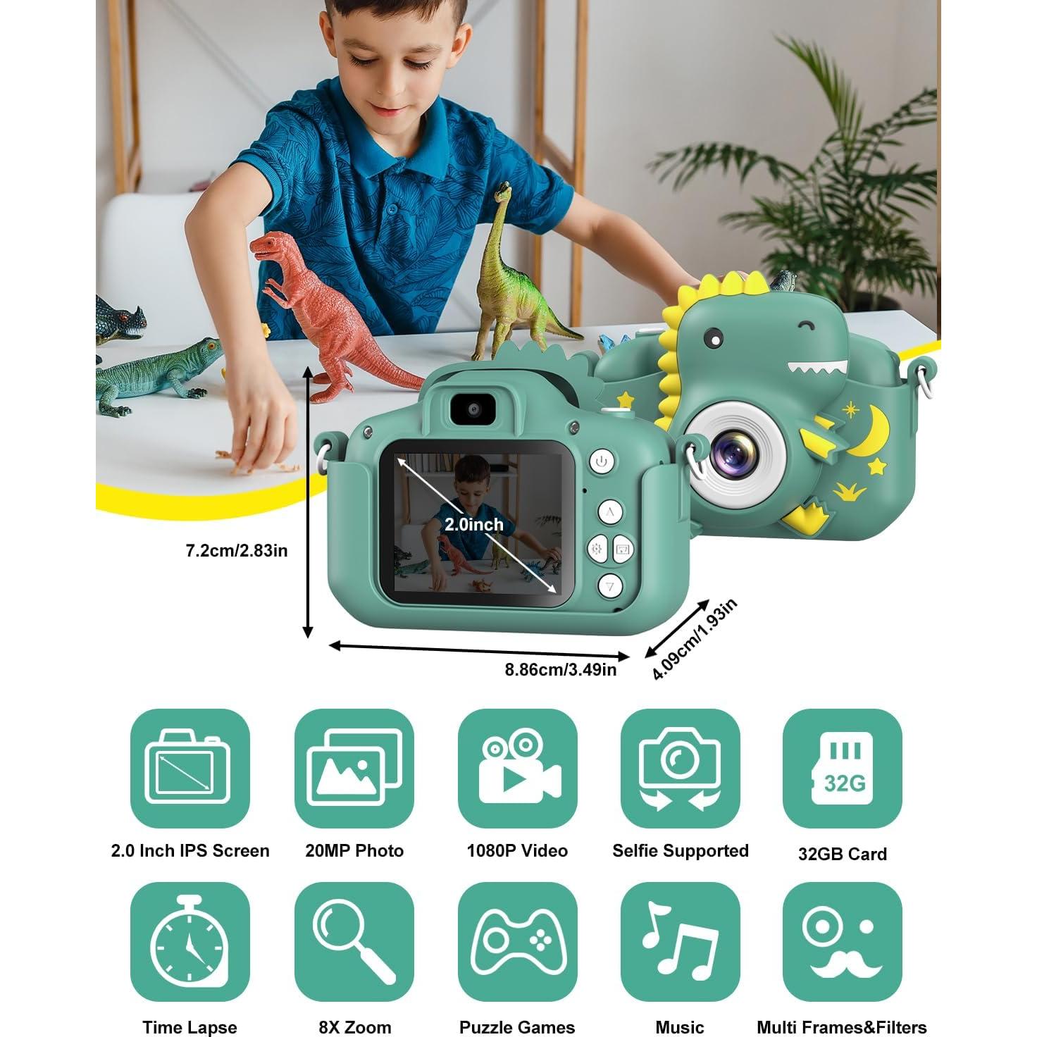 Cámara Digital para Niños GREENKINDER 20MP HD 1080p Verde