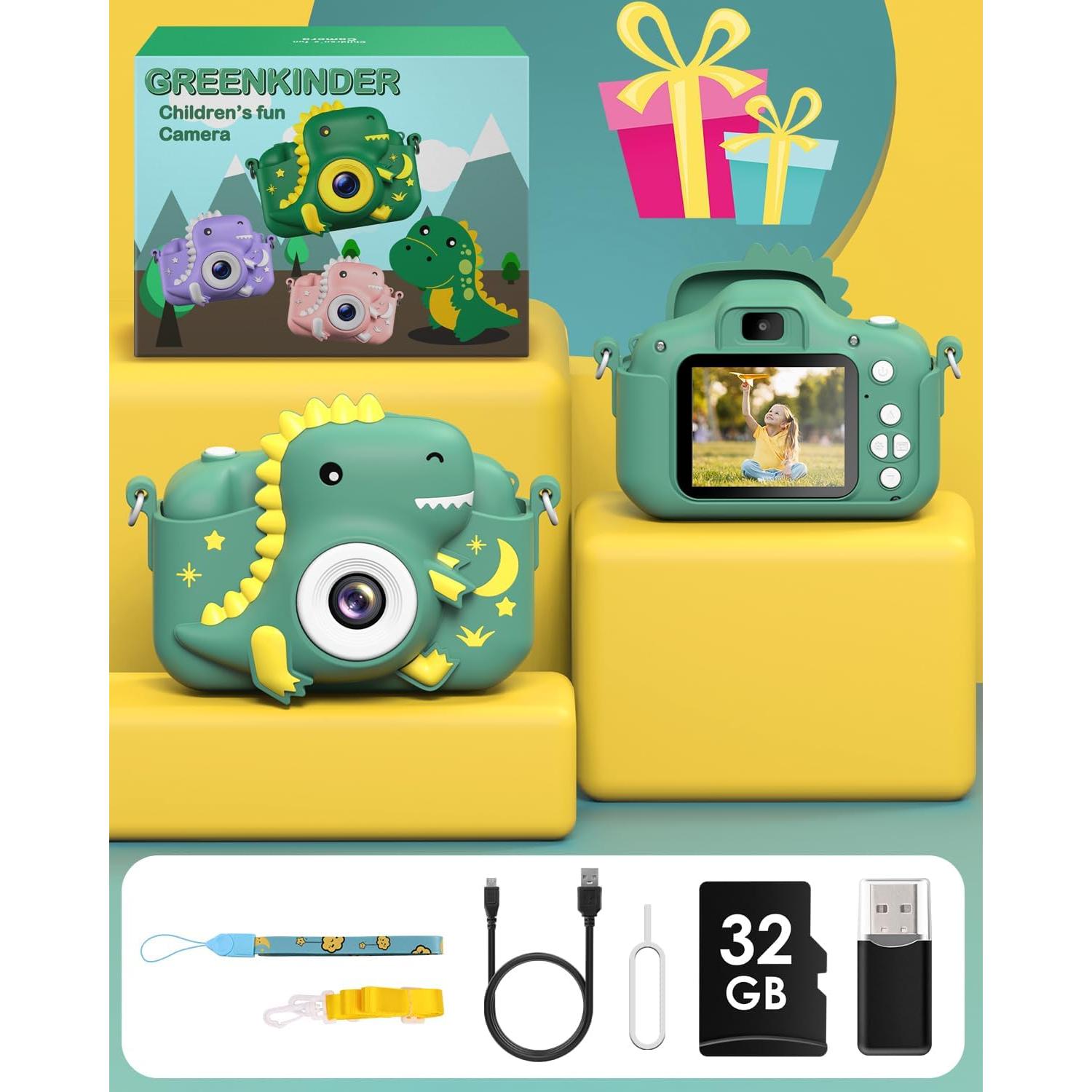 Cámara Digital para Niños GREENKINDER 20MP HD 1080p Verde