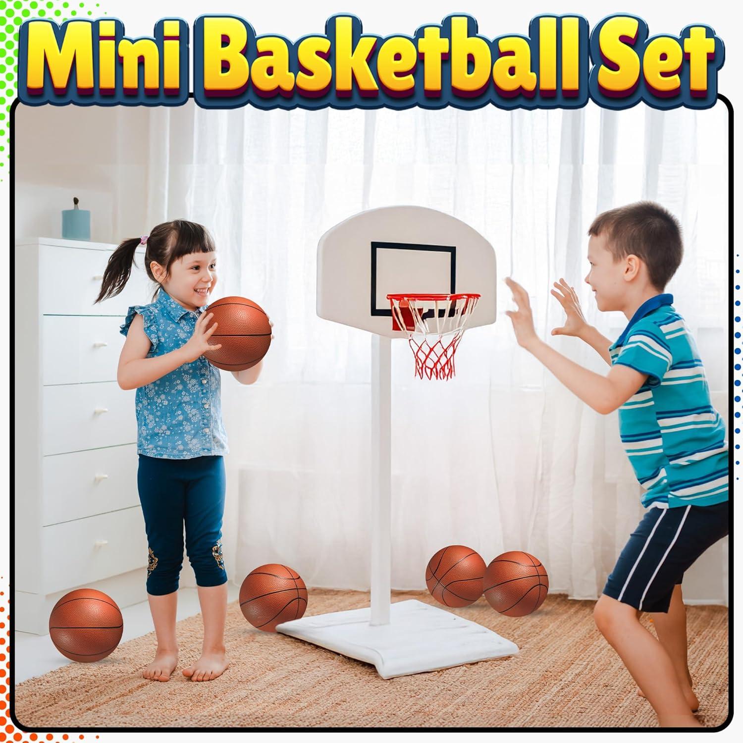 Juego de Mini Baloncesto Bedwina - 5 Balones 15 cm con Bomba