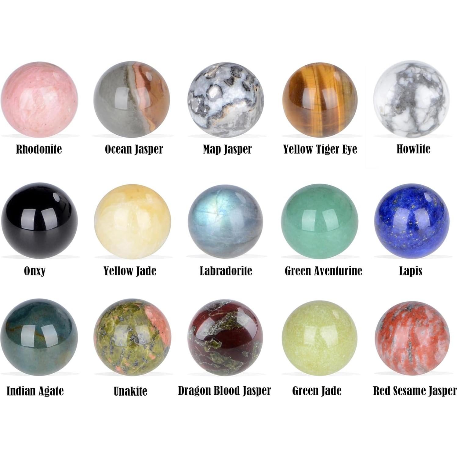 LPBeads 15pcs Esferas de Piedra Preciosa 20mm para Decoración