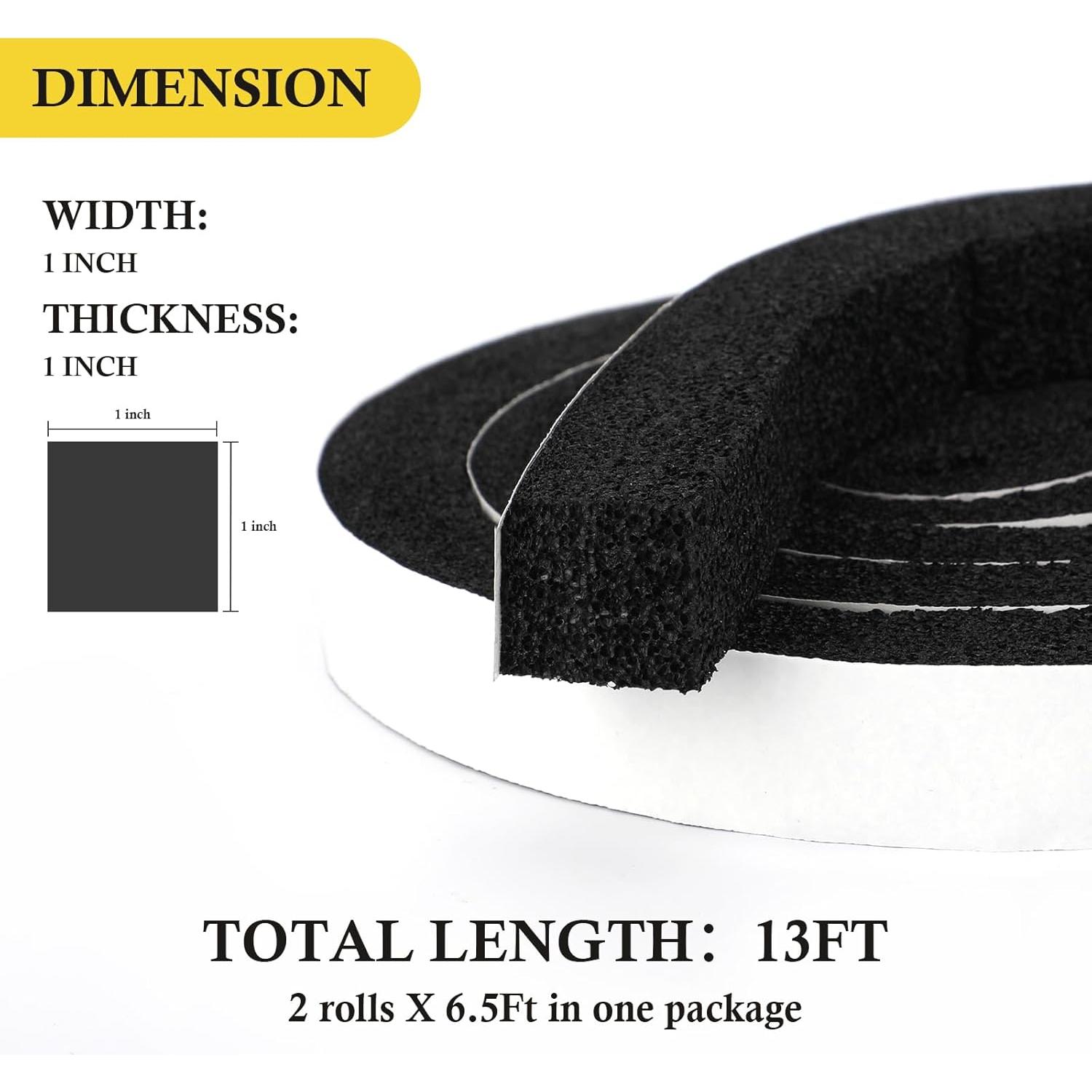 Sello de Ventana fowong 1" x 1" Cinta Espuma 6.5m Negro