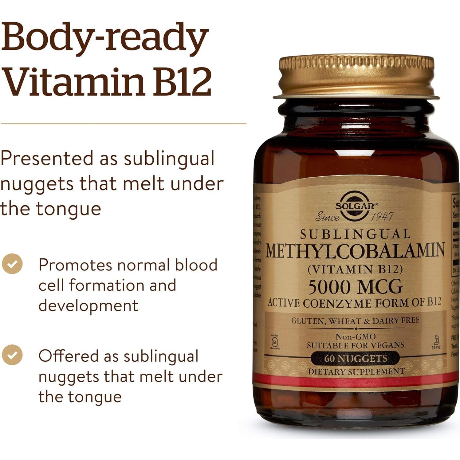 Solgar Metilcobalamina B12 5000 mcg - 60 Nuggets Sublinguales