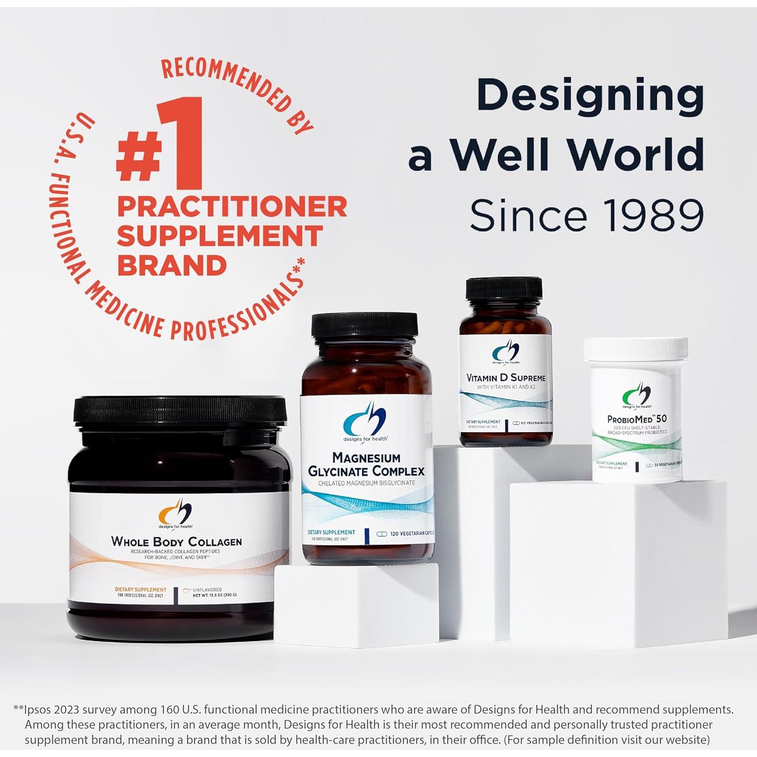 Glicinato de Magnesio Designs for Health - 150 mg Vegano 60 Cápsulas