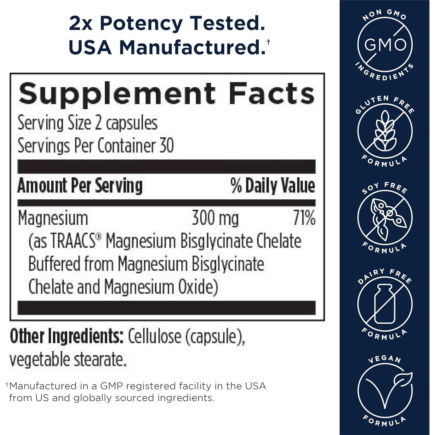 Glicinato de Magnesio Designs for Health - 150 mg Vegano 60 Cápsulas