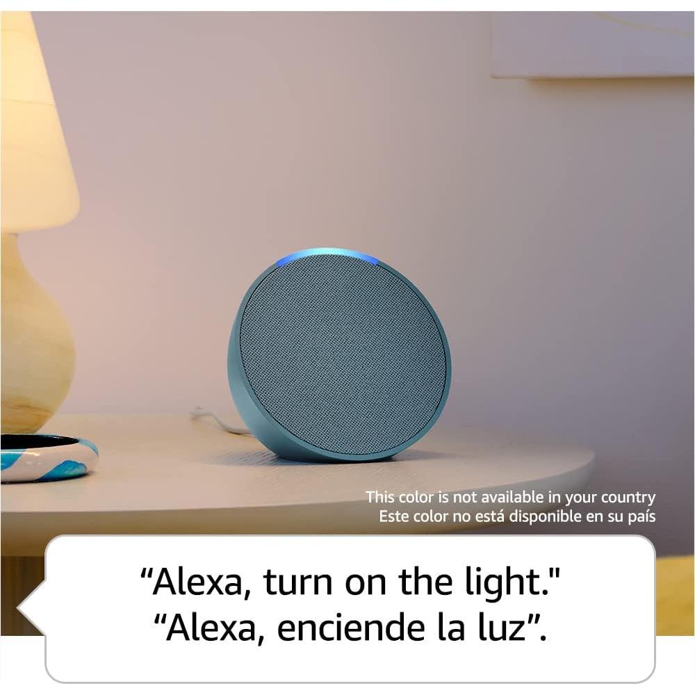 Echo Pop | Full sound compact smart speaker with Alexa | International Version with US Power Adaptor | Charcoal