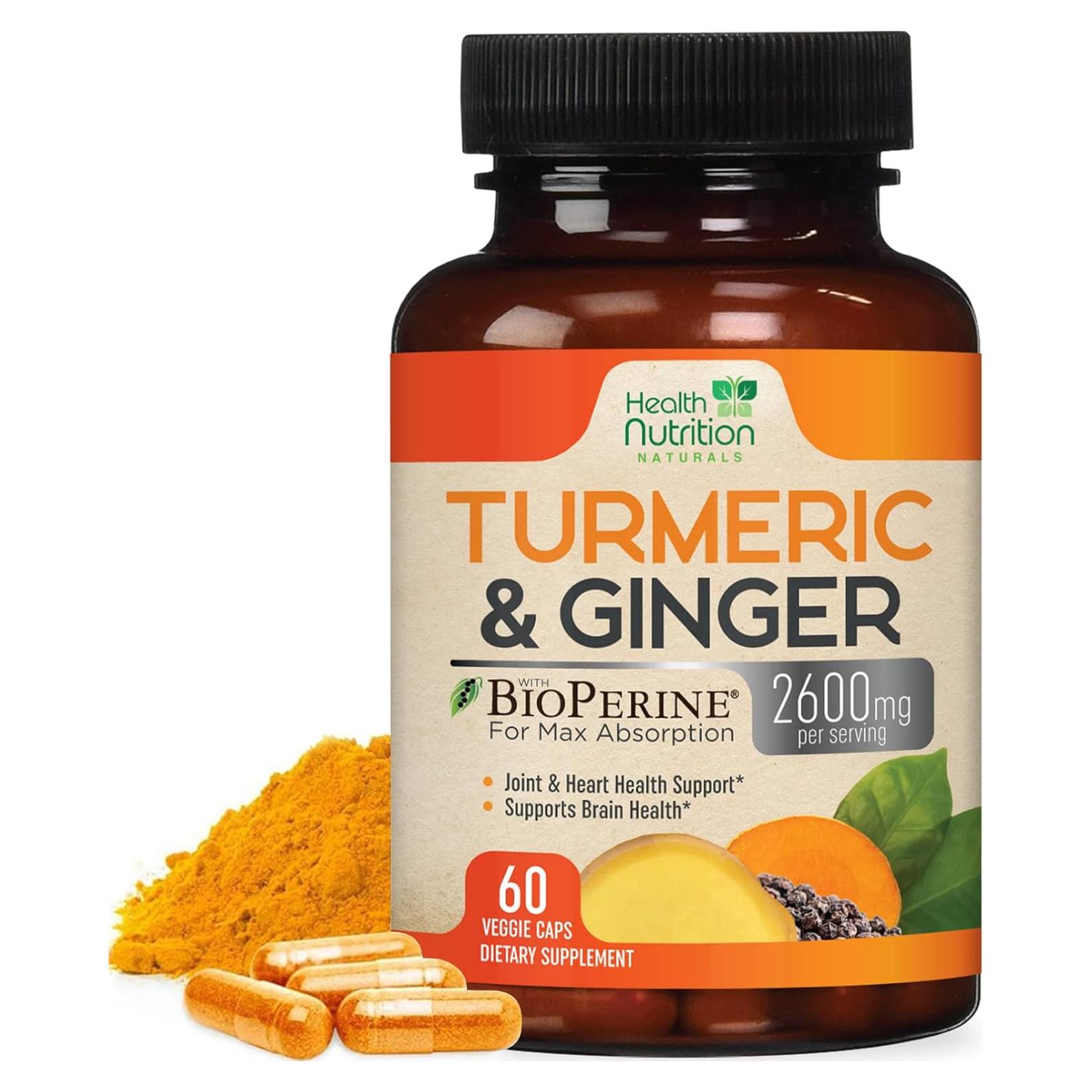 Suplemento de Cúrcuma Curcumina 2600mg Health Nutrition - 60 Cápsulas Veganas