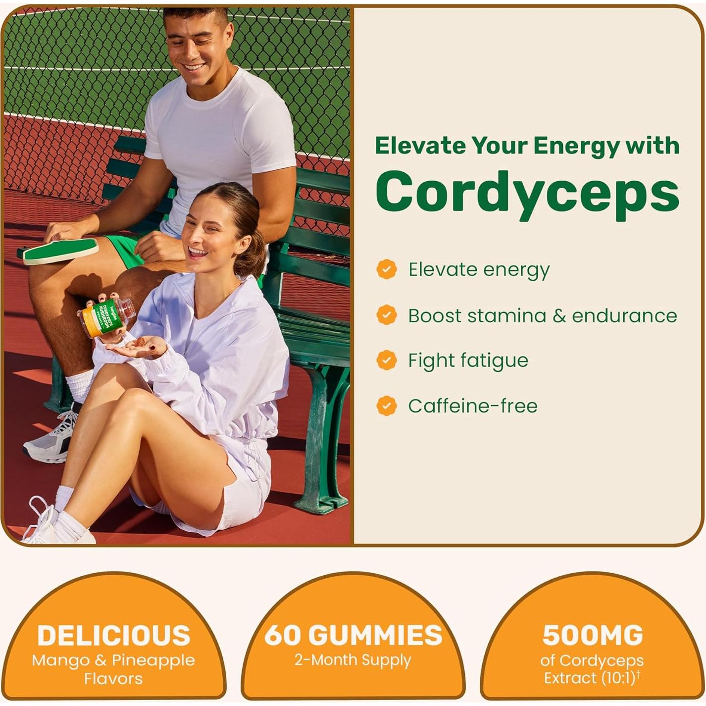 Gomitas Energéticas de Hongo Cordyceps Fungies 60 Porciones
