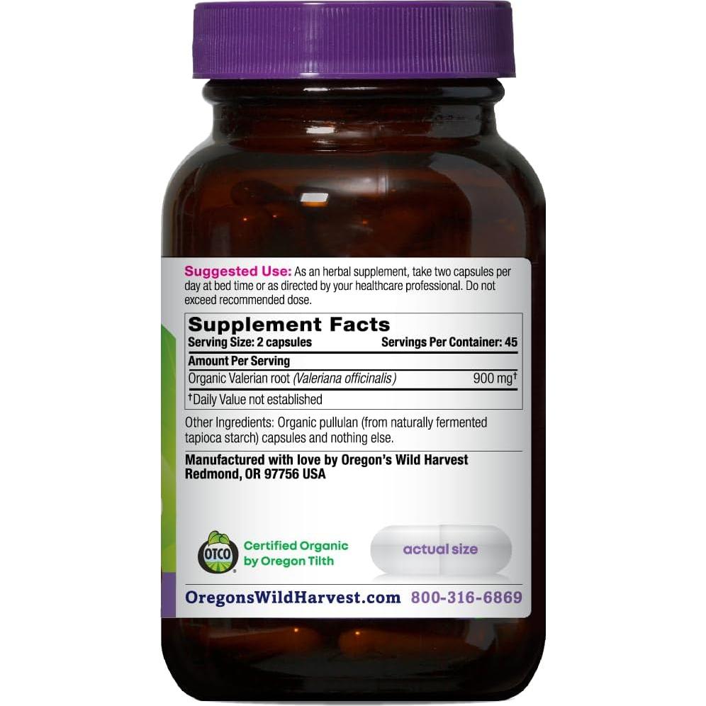 Valeriana Orgánica Certificada Cosecha Silvestre 900 mg 90 Cápsulas