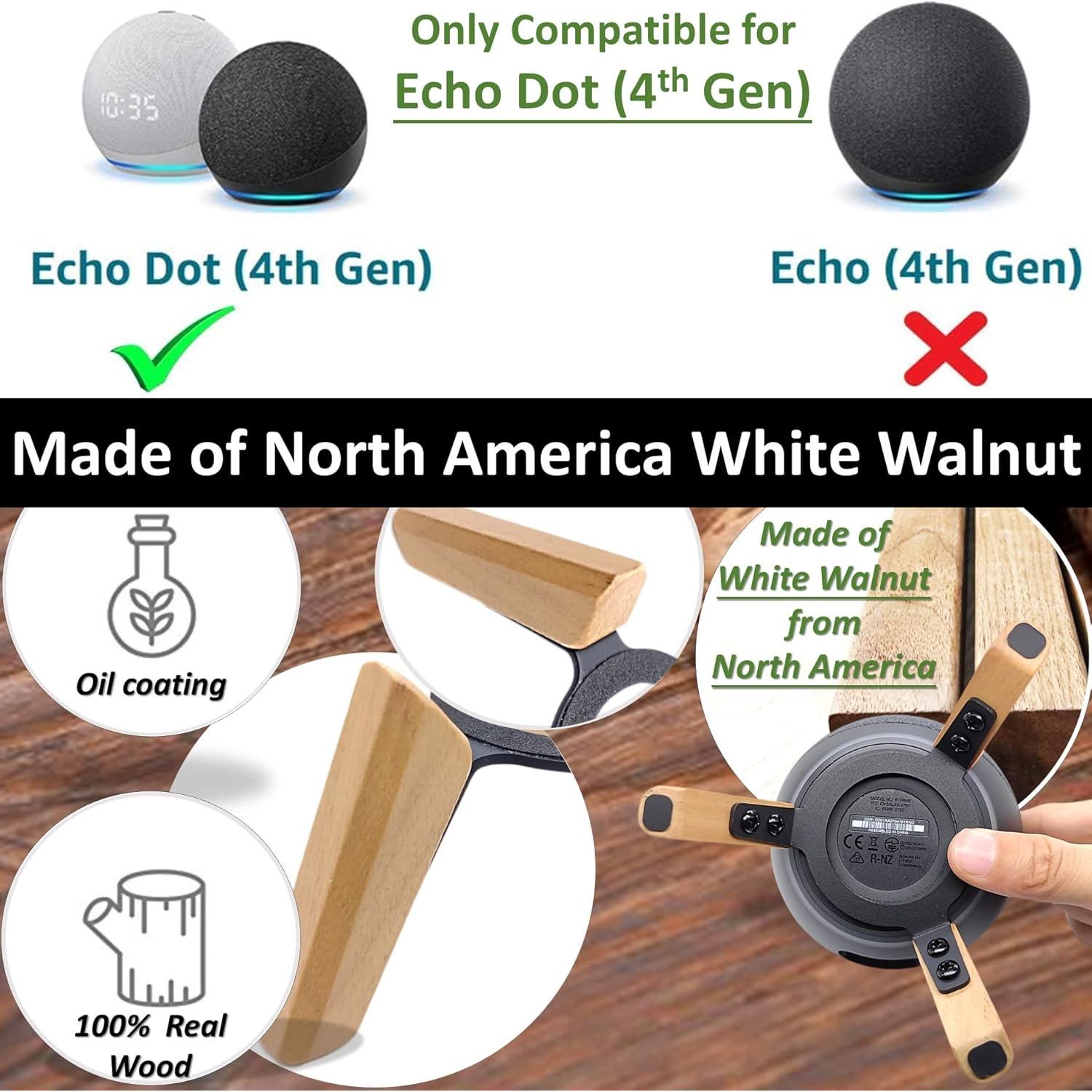 Soporte de Madera para Echo Dot 4ta y 5ta Gen - Roble Blanco