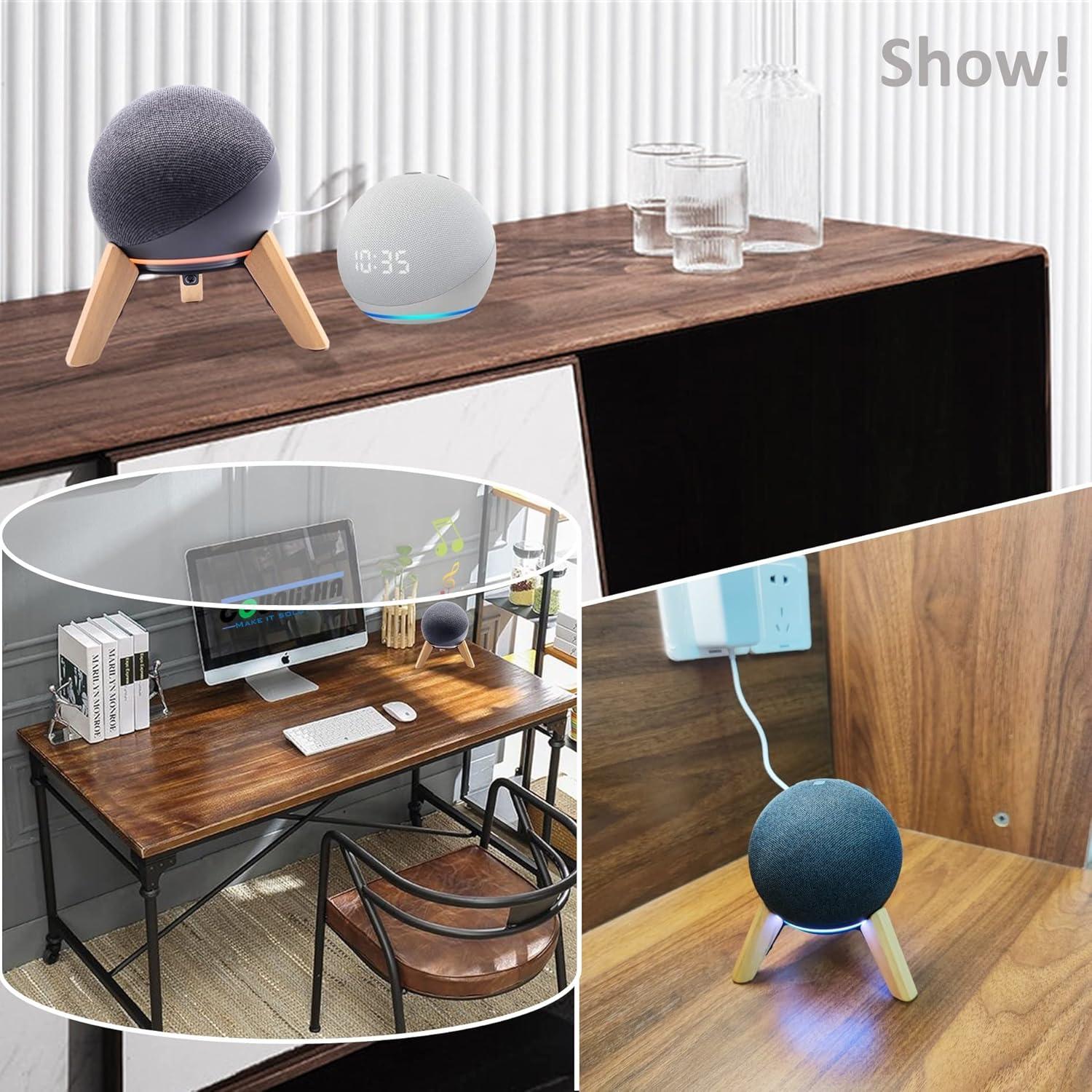 Soporte de Madera para Echo Dot 4ta y 5ta Gen - Roble Blanco