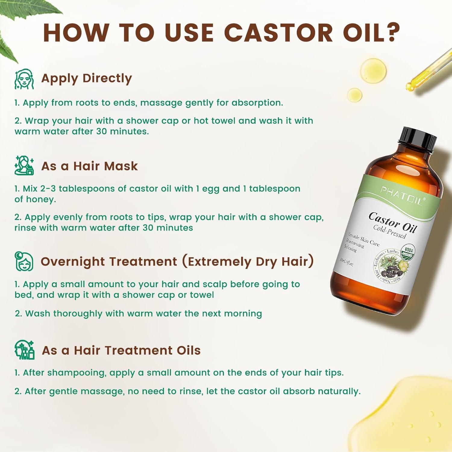 Aceite de Ricino Orgánico PHATOIL 118 ml Prensado en Frío