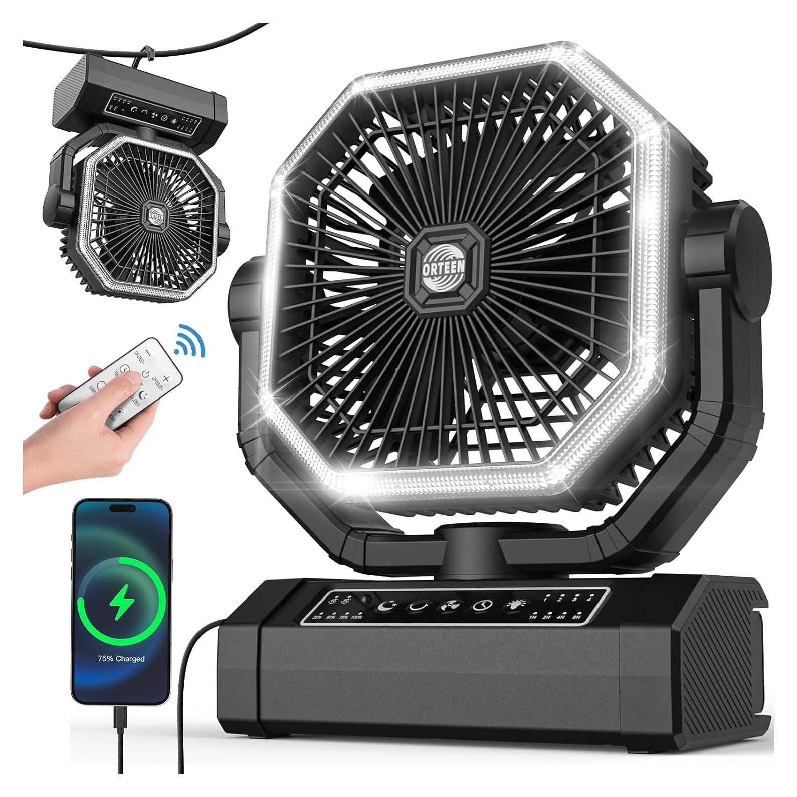 Ventilador Recargable Portátil Orteen 9" con Control Remoto