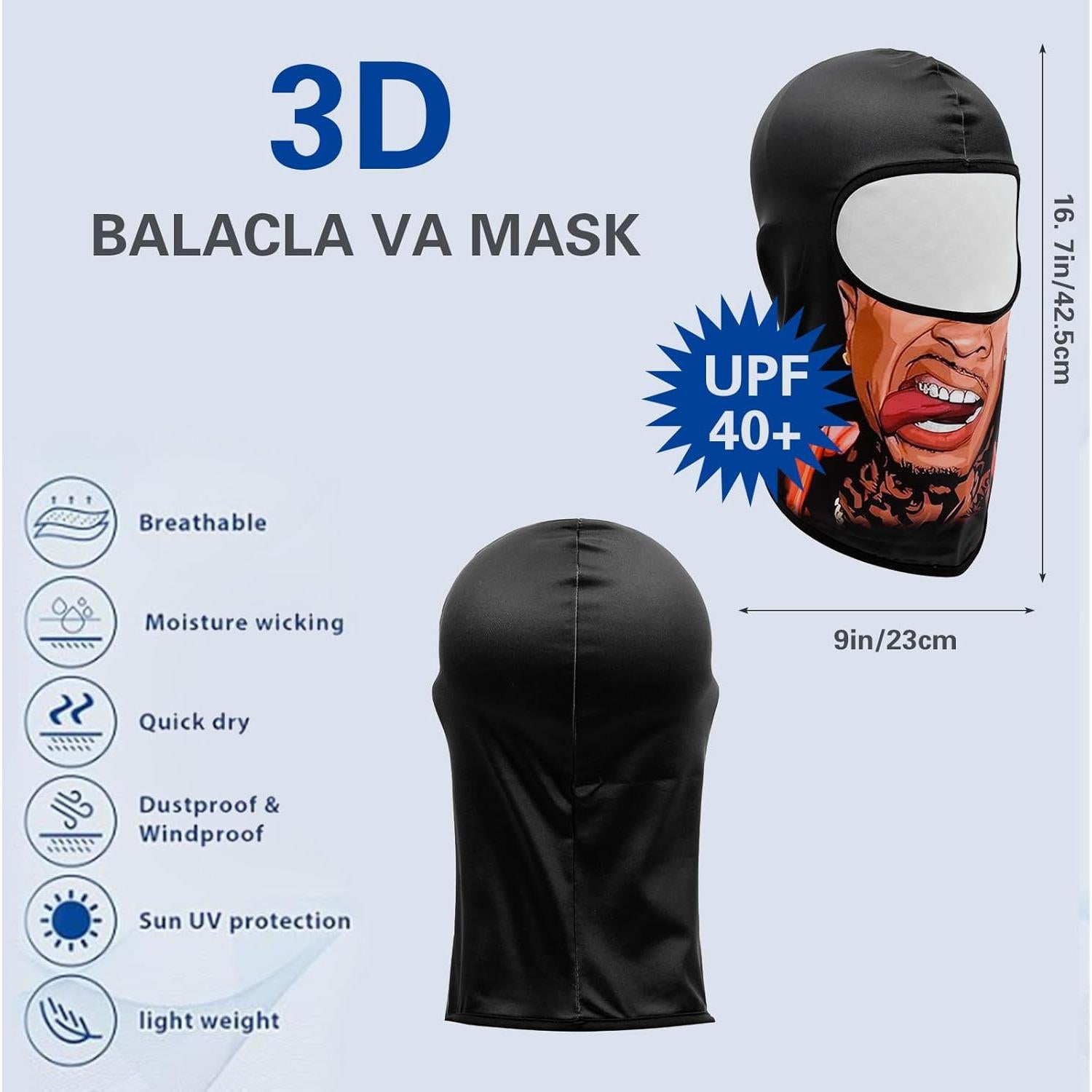 Máscara Balaclava 3D Impresa UV Protección Solar Unisex