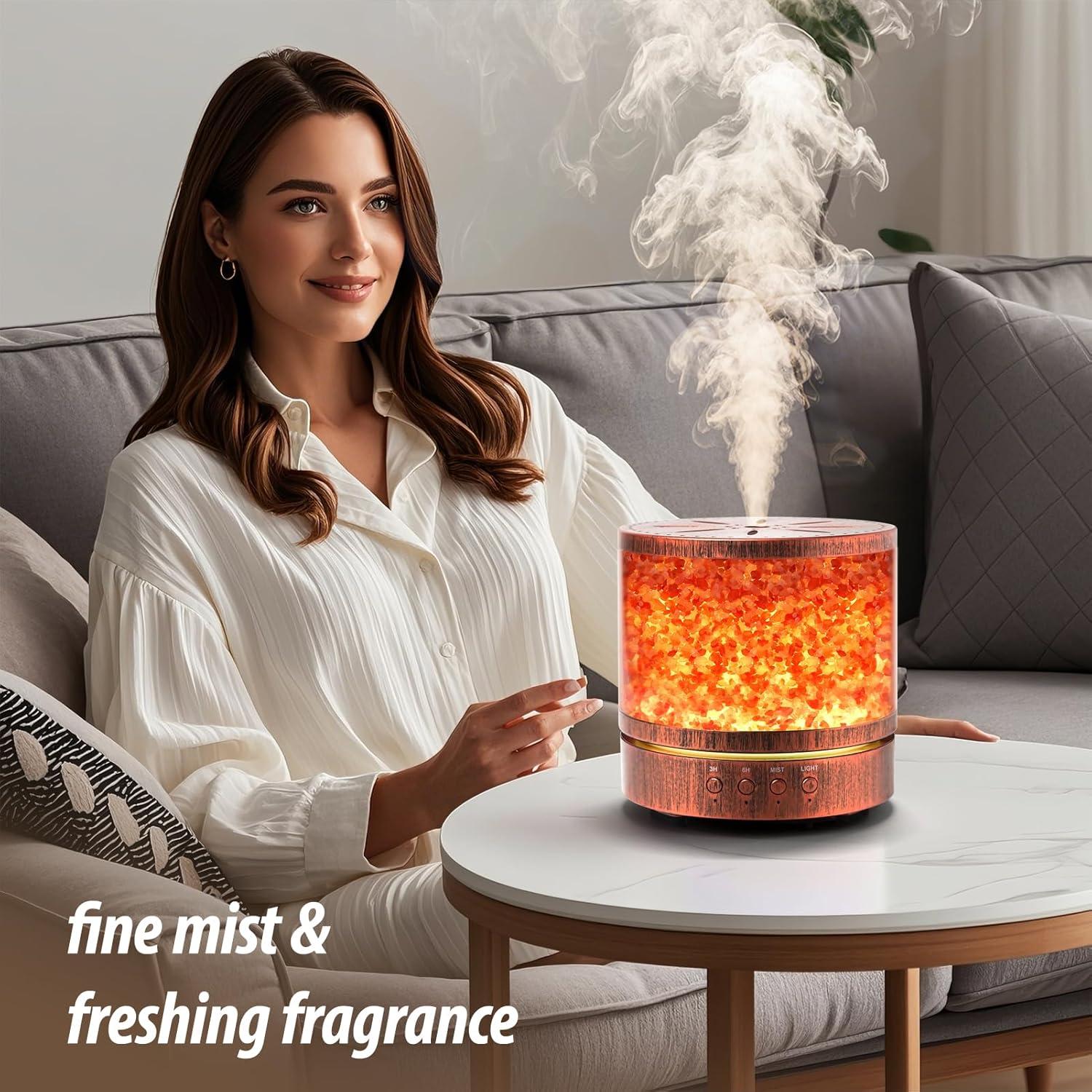 Difusor de Aceite Esencial DqBaoKuan 400ml con Lámpara de Sal