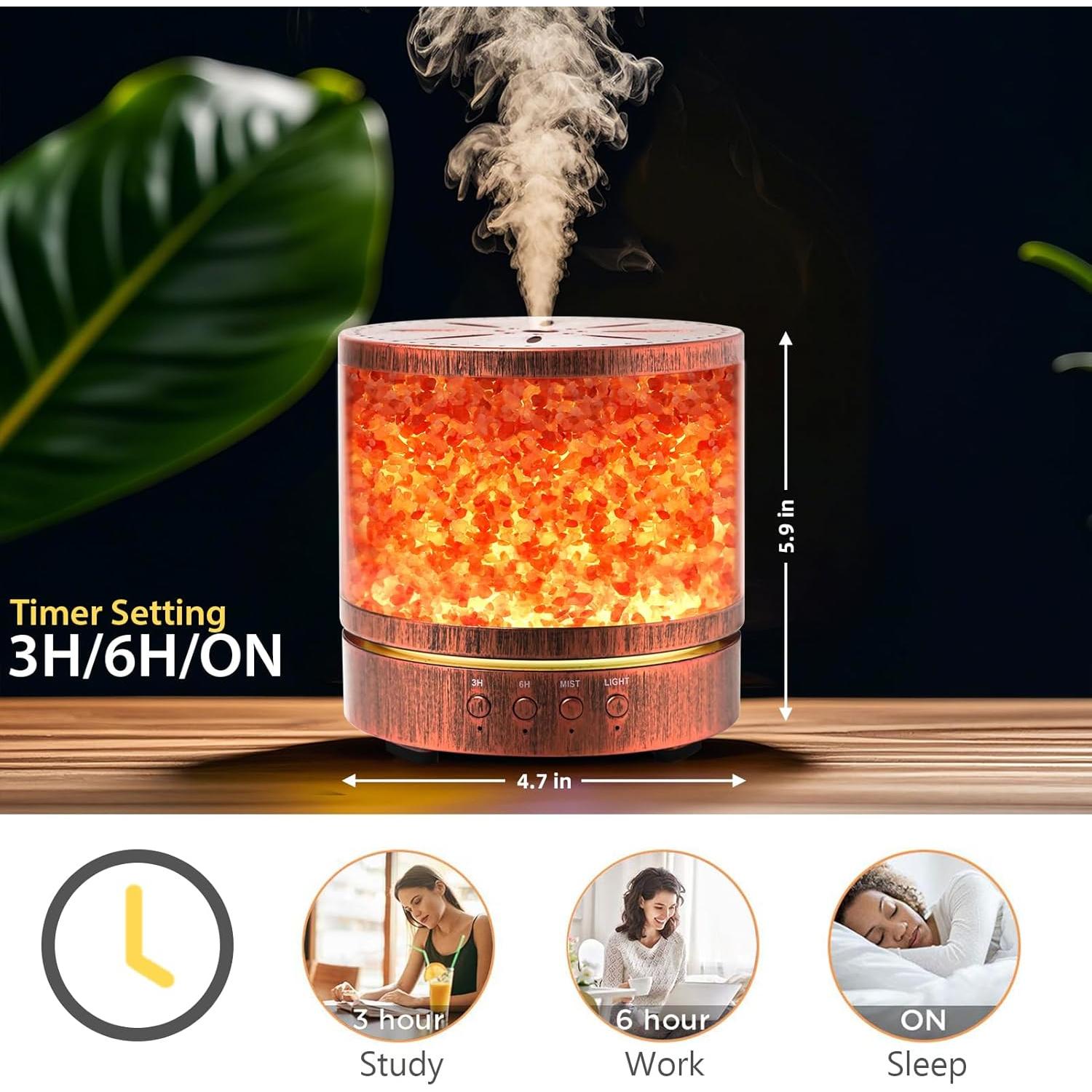 Difusor de Aceite Esencial DqBaoKuan 400ml con Lámpara de Sal