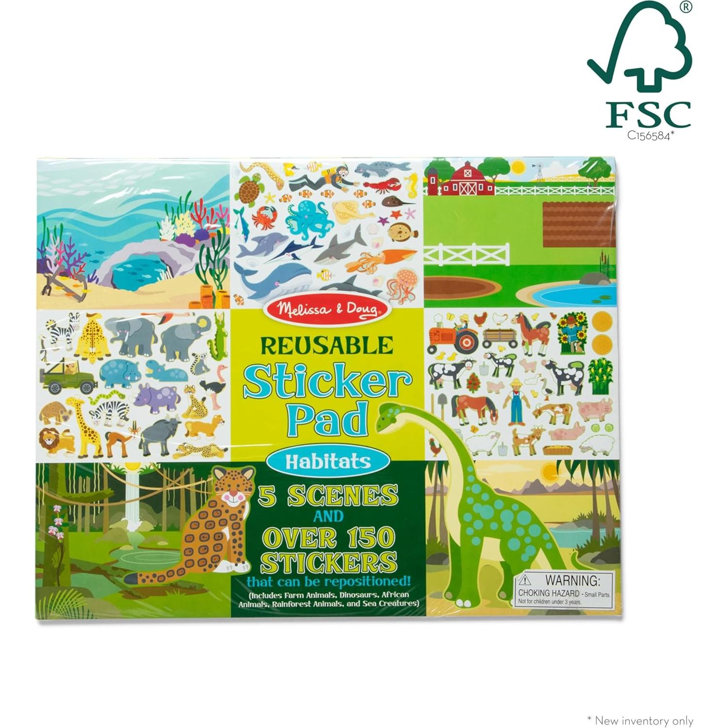 Melissa & Doug Libro de Pegatinas Reutilizables Hábitats