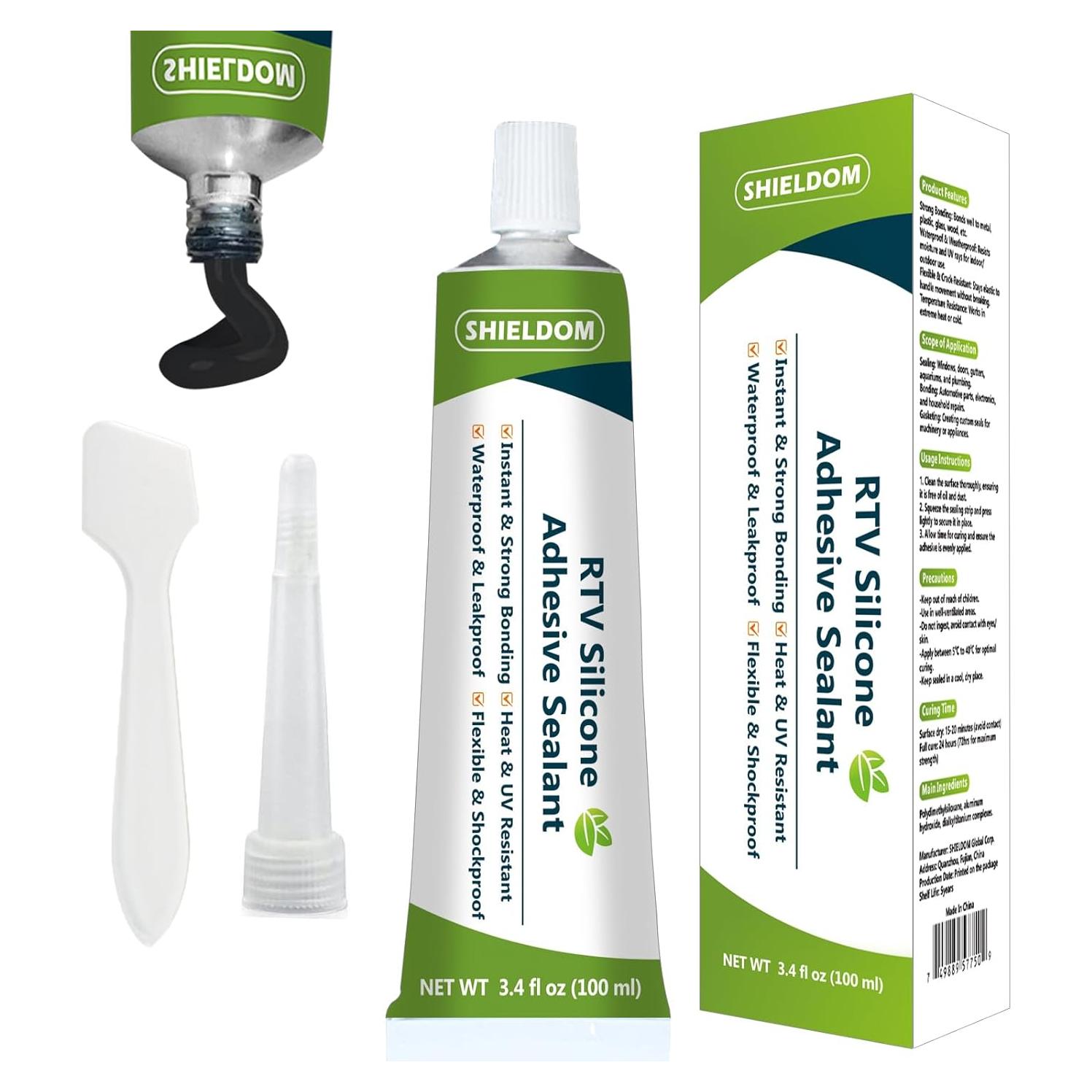 Sellador Adhesivo de Silicona RTV SHIELDOM 100 ml Negro