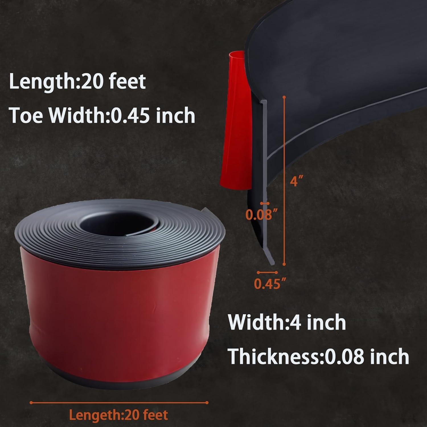 Moldura de Zócalo Flexible Daopu 20 pies Negro Autoadhesiva