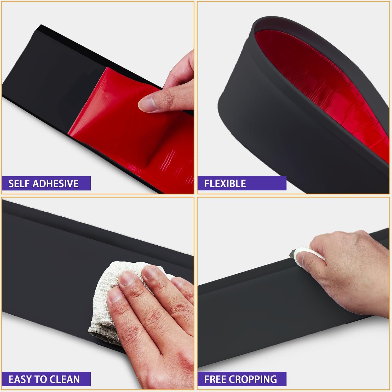 Moldura de Zócalo Flexible Daopu 20 pies Negro Autoadhesiva