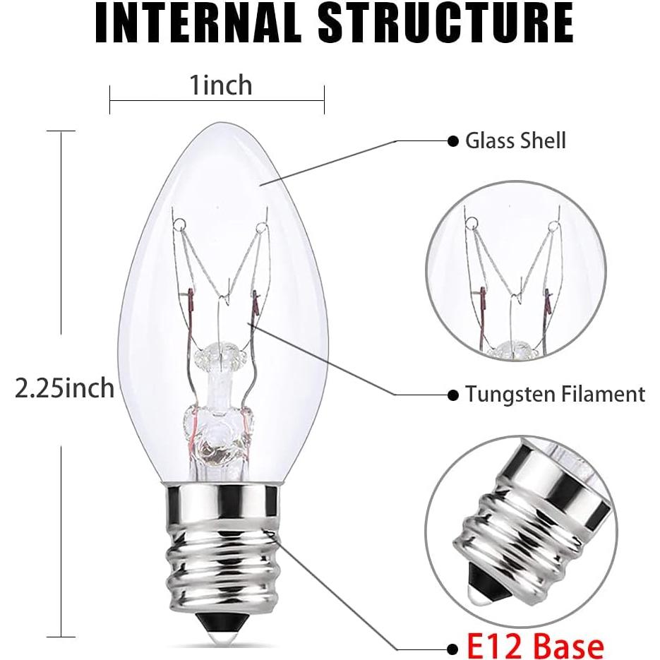 25 Bombillas C7 Transparentes Doratale 5W para Luces de Navidad