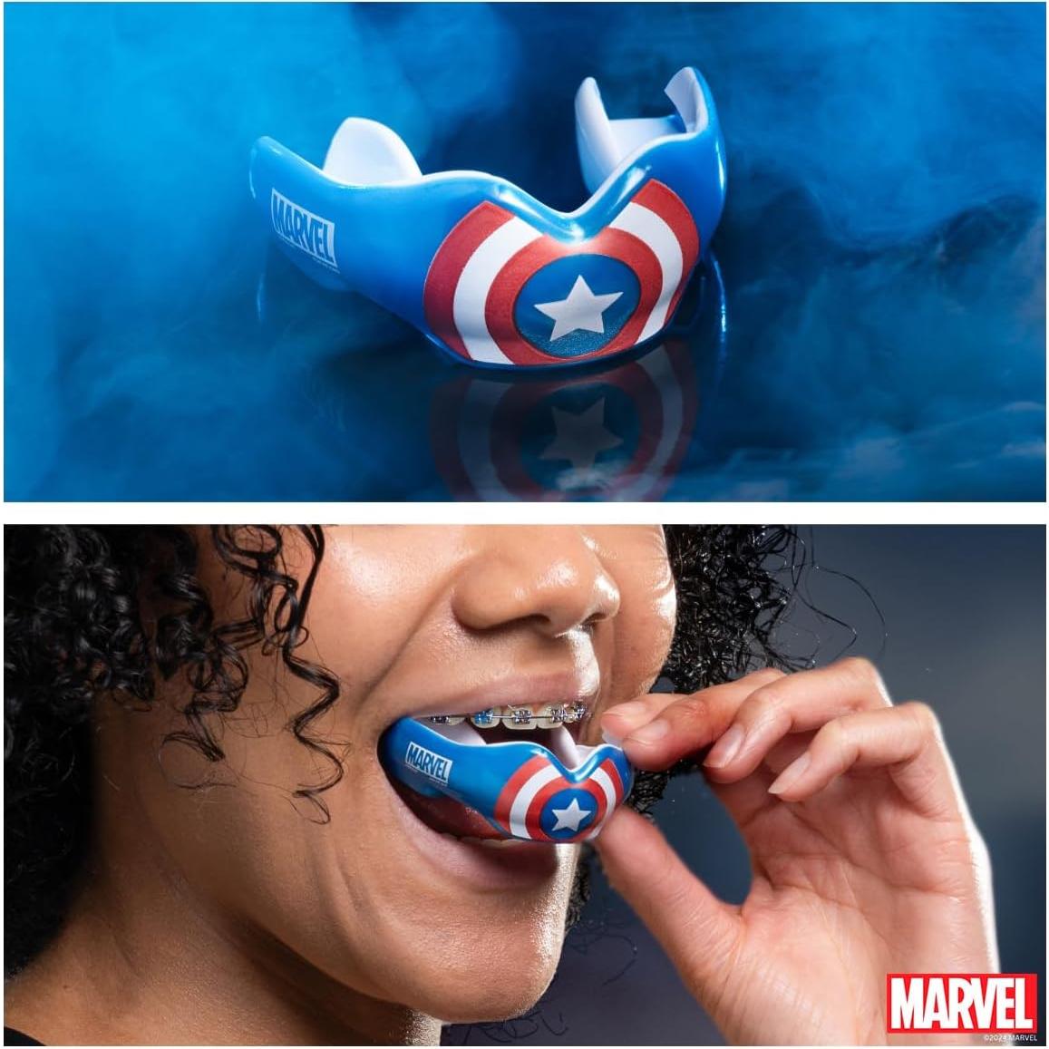 Protector Bucal Deportivo Safejawz Capitán América Ajustable