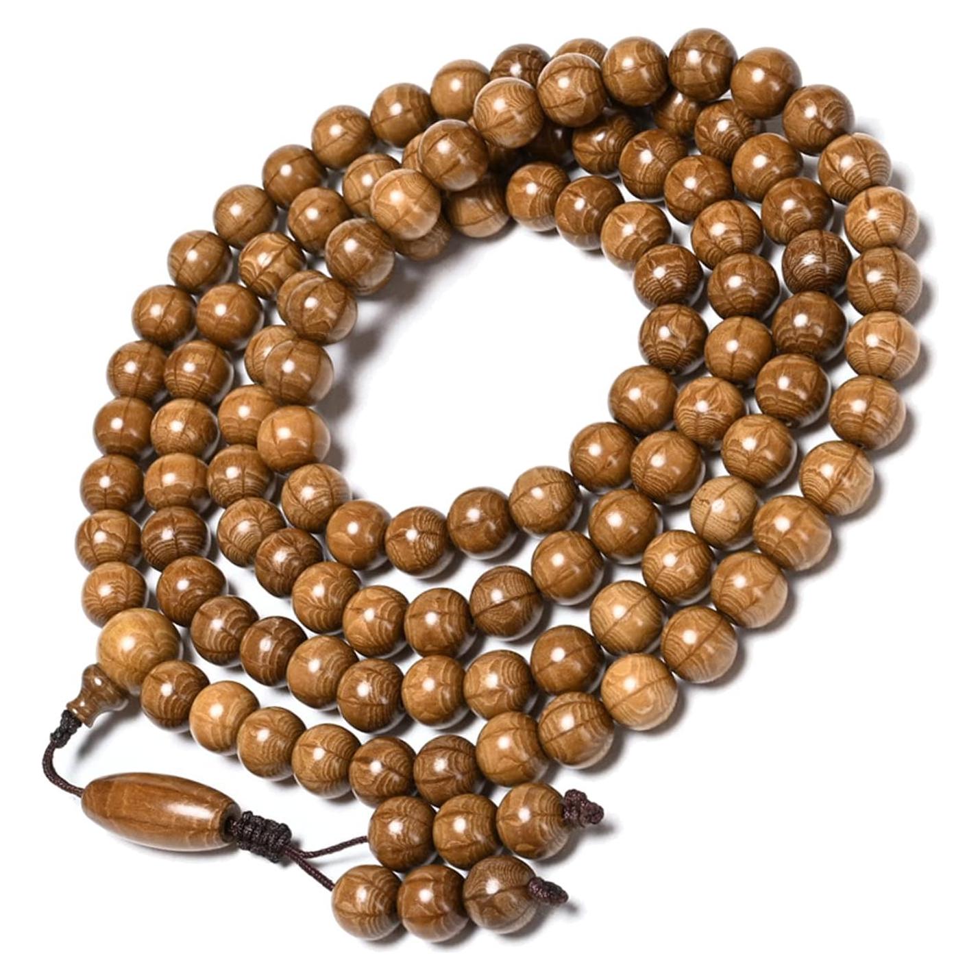 Pulsera Mala de 108 Cuentas de Madera Natural FAZOVIN 10 mm