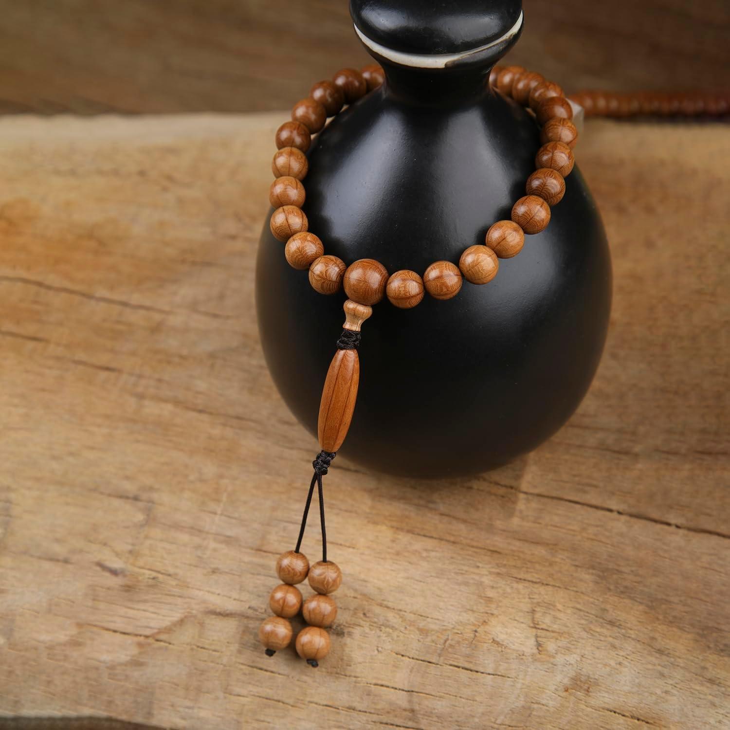 Pulsera Mala de 108 Cuentas de Madera Natural FAZOVIN 10 mm
