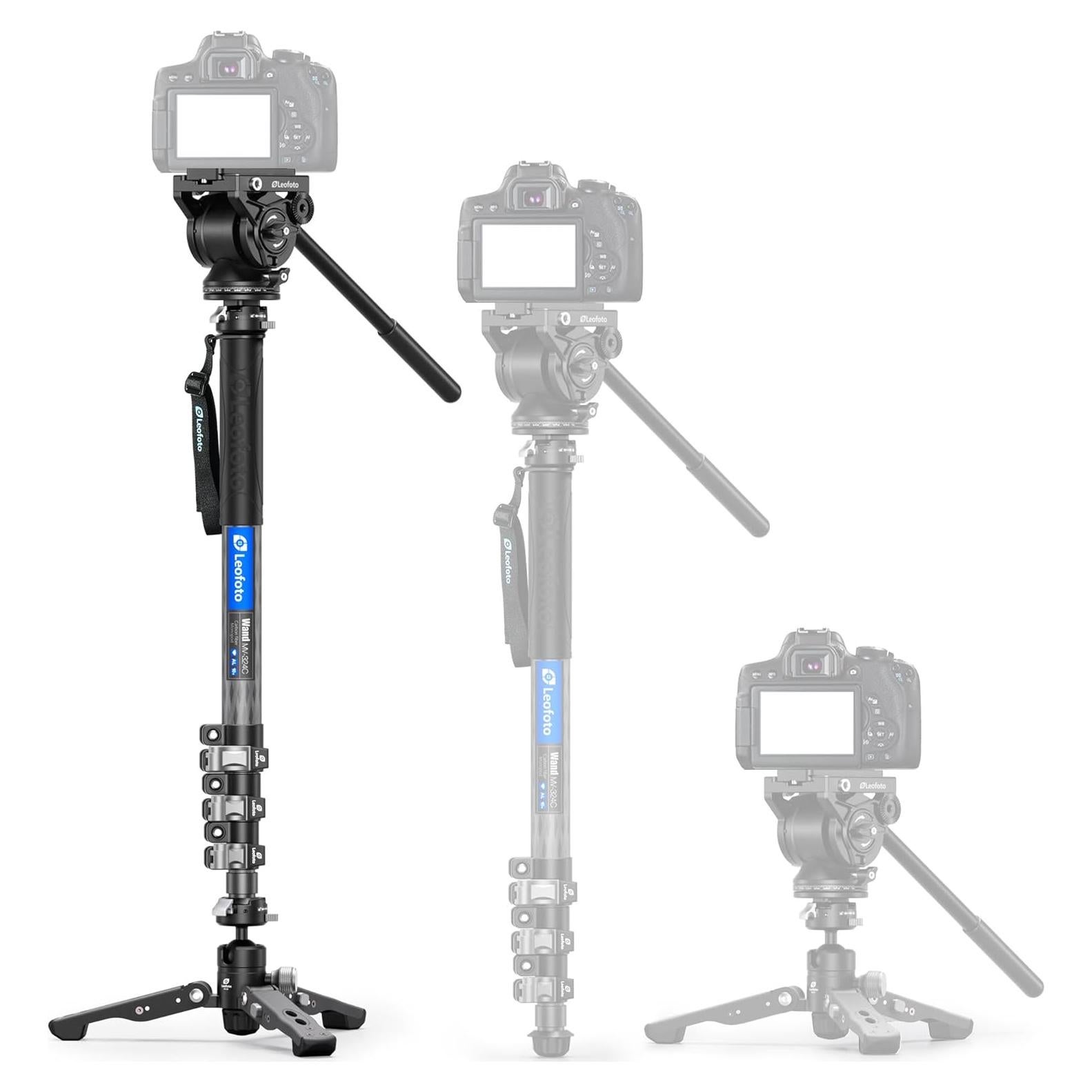 Monopie de fibra de carbono Leofoto MV-324C 160 cm 3 en 1